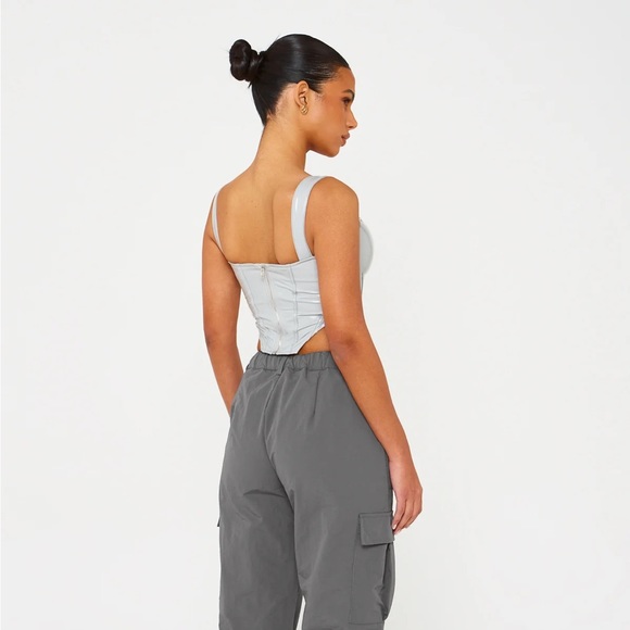 Grey PU Corset Top BRAND NEW - Picture 3 of 3